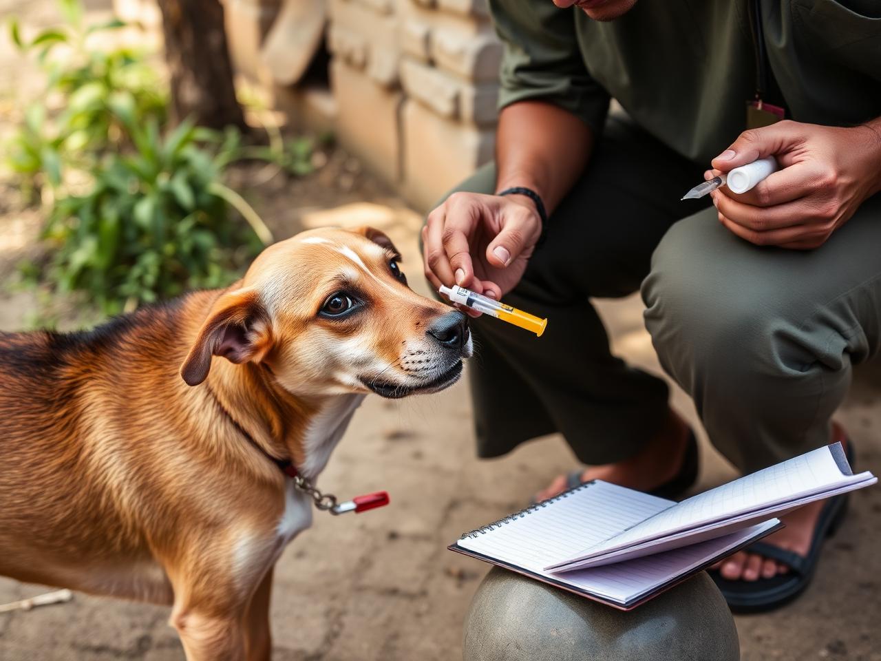 Dog deworming & vaccination — field photograph